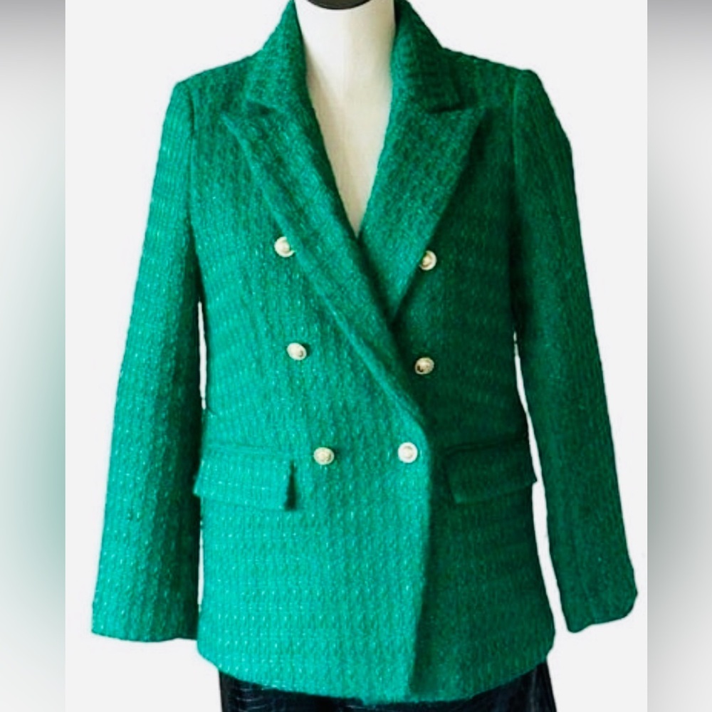 Rachel Zoe Vibrant Green Double-Breasted Blazer